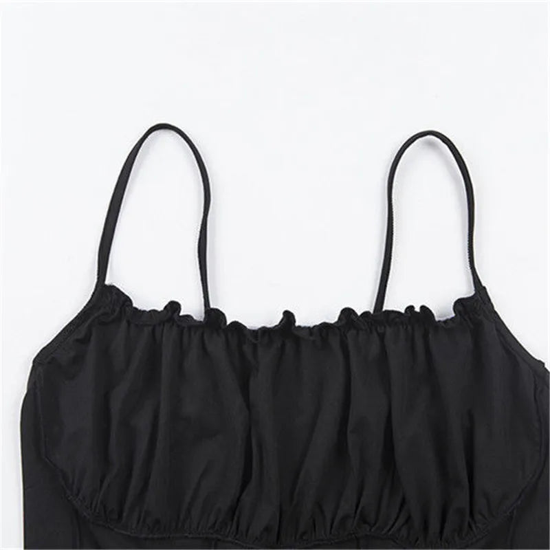 Sexy Summer Women Ruffles Tank Top Fashion Ladies Sleeveless Strapless Ruched Slim Crop Top Camisole Female Clothing Tanks