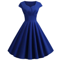 Vestido Evasé Cuello V Liso Elegante