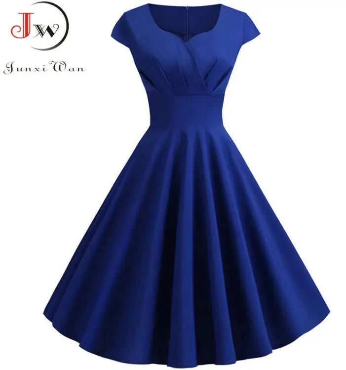 Vestido Evasé Cuello V Liso Elegante