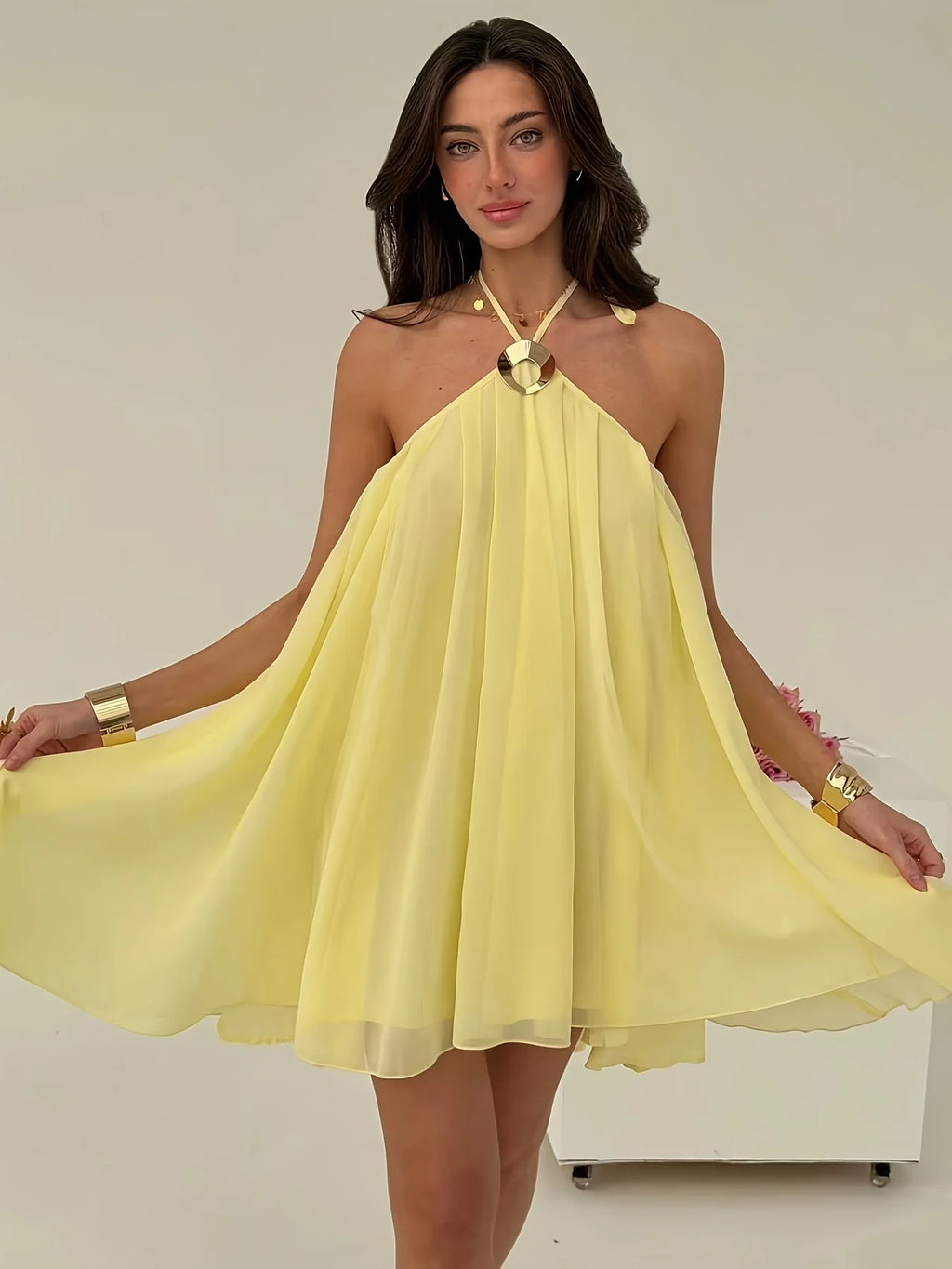 Vestido Halter Espalda Descubierta