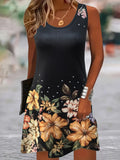 Vestido Mini Floral Cuello Barco Playero