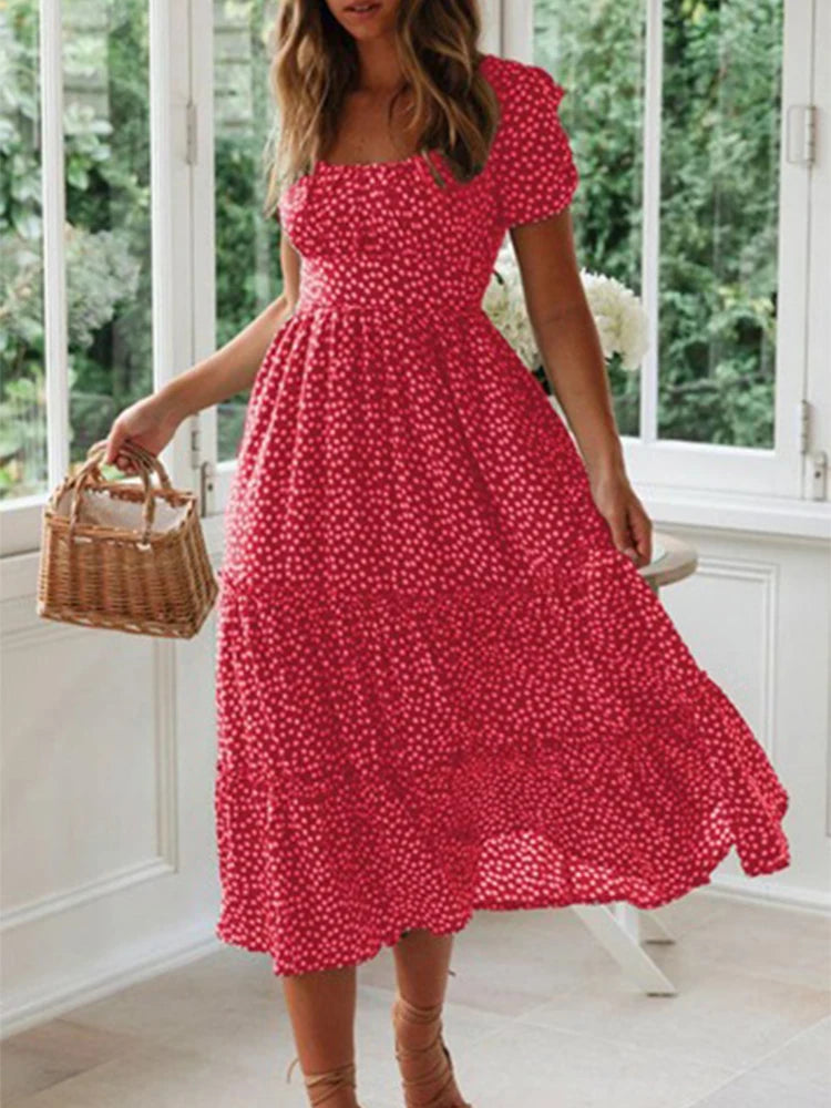 Vestido Vintage Floral Manga Abullonada