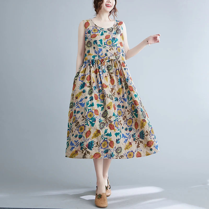 Vestido Largo Floral Suelto Boho