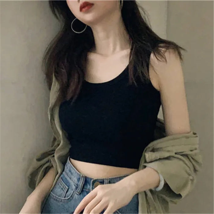 Summer Crop Sexy Tops Women 2022 Women Y2k Aesthetic Clothes Sleeveless Short Vests White Black Grey Korean Harajuku Tank Top