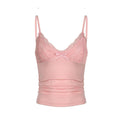 Women's Summer New Low Cut V-Neck Vest Slim Lace Top Bow Solid Color Sexy Lightweight Top