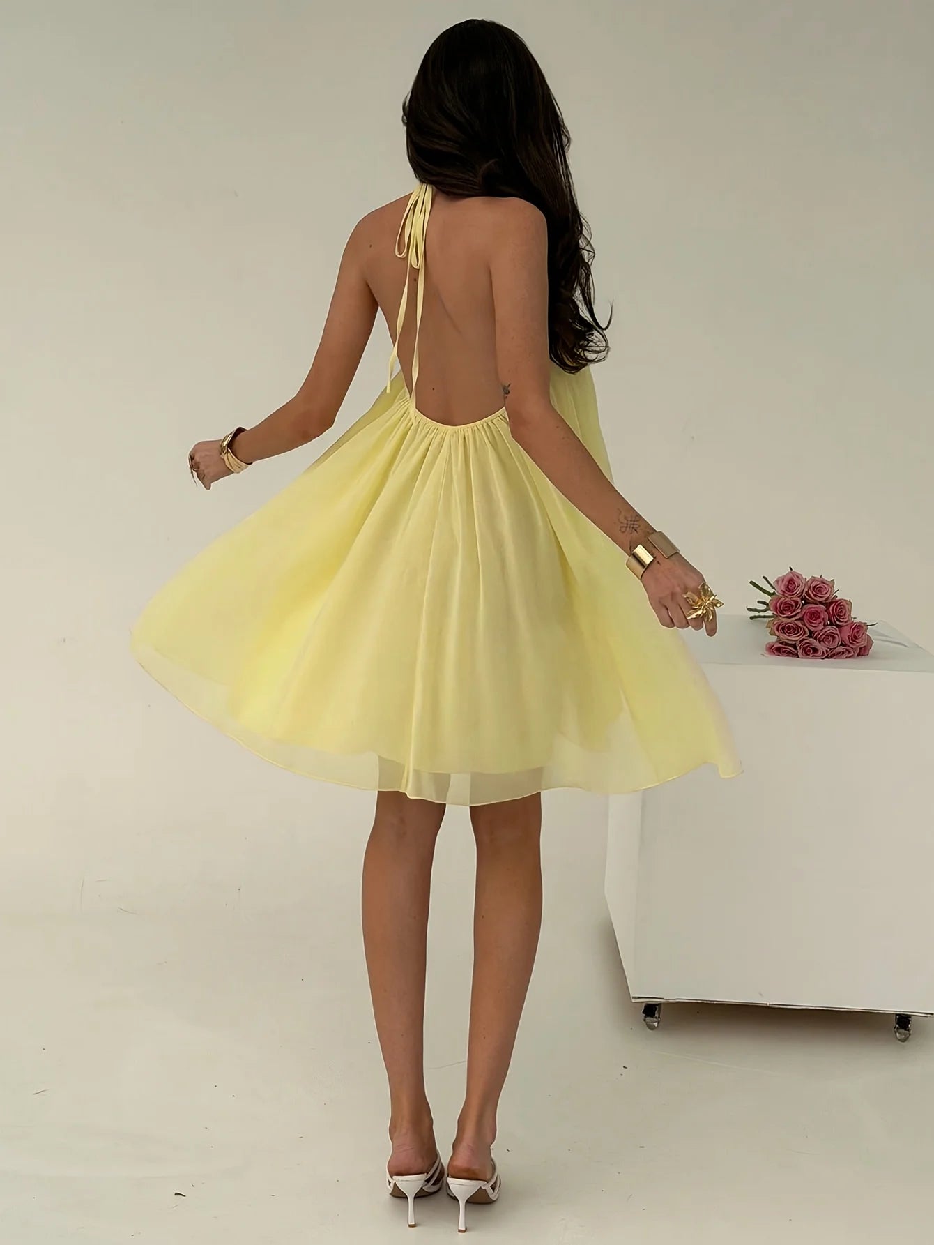 Vestido Halter Espalda Descubierta