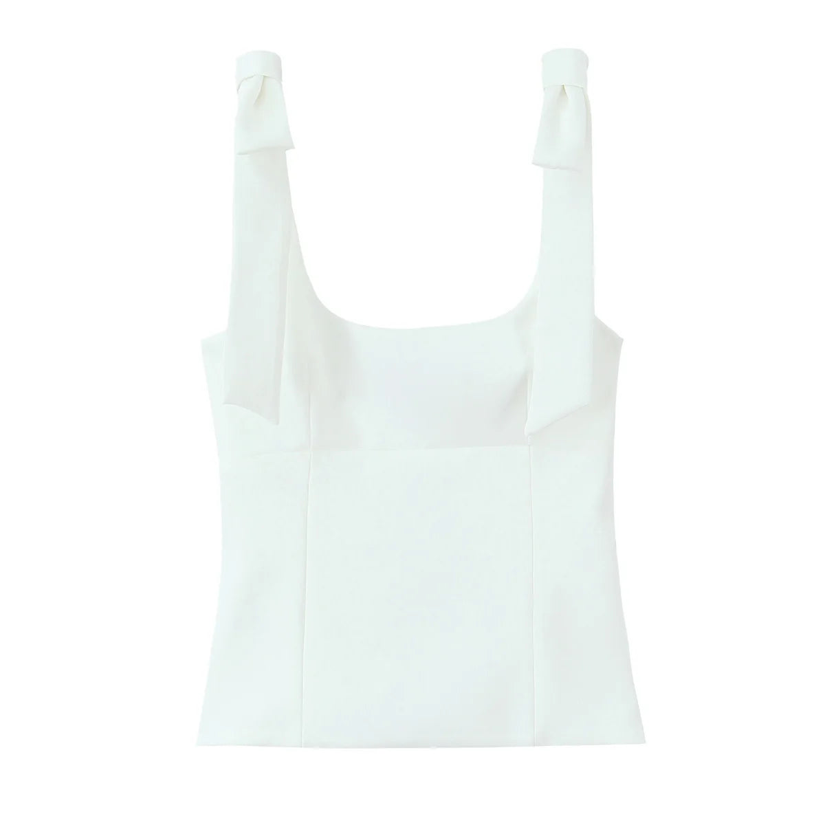 HH Summer Woman Elegant High Street Solid Side Zipper Slim Tops Women's Chic Sexy Sleeveless Bow Square Collar Sling Top